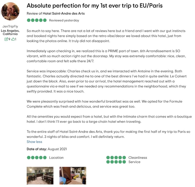 TripAdvisor Review - Hotel Saint-André des Arts, Paris