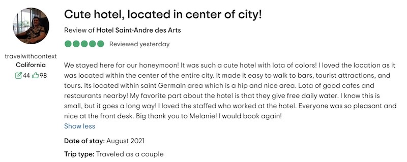 TripAdvisor Review - Hotel Saint-André des Arts, Paris