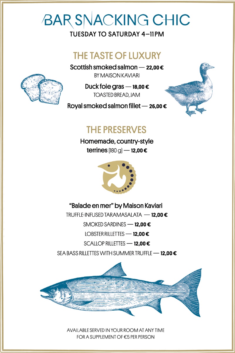 The new chic snacking menu at the Clos Belle Juliette