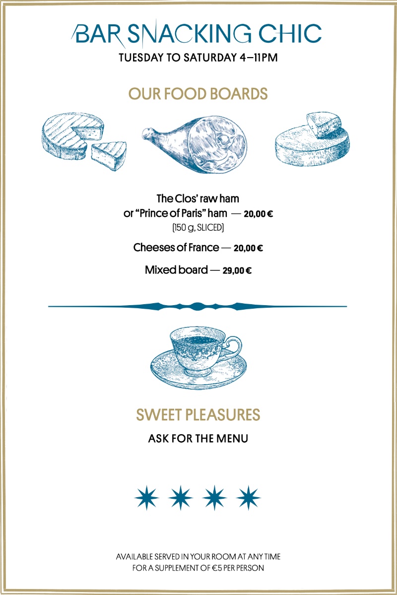 The new chic snacking menu at the Clos Belle Juliette